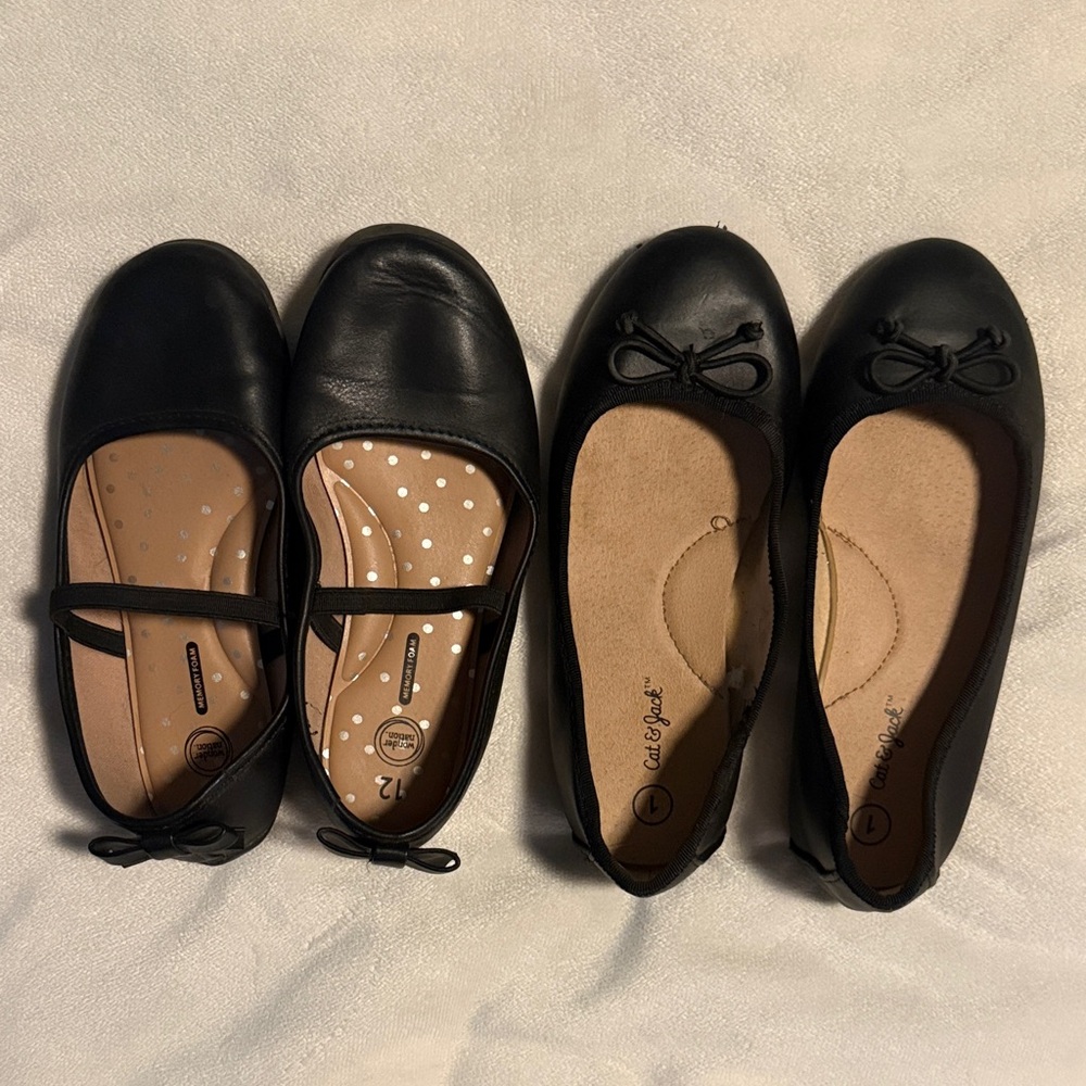 Classic Black Kids Ballet Flats size 12 and 1